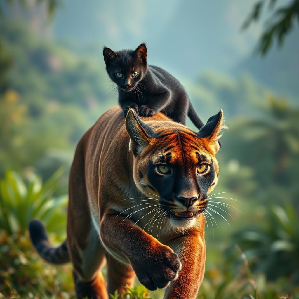 Majestic Jungle Encounter in Hyperrealistic Style