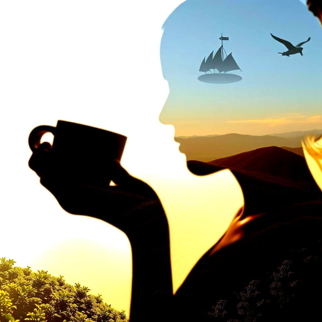 Coffee Harvest Double Exposure Silhouette