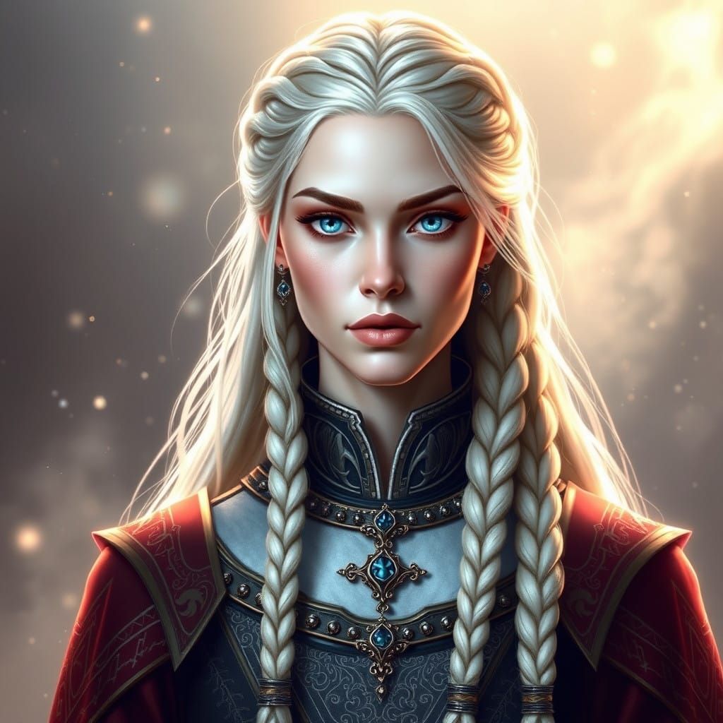 Ethereal Empress Irynia Reman, a Regal Portrait in Cyberpunk...