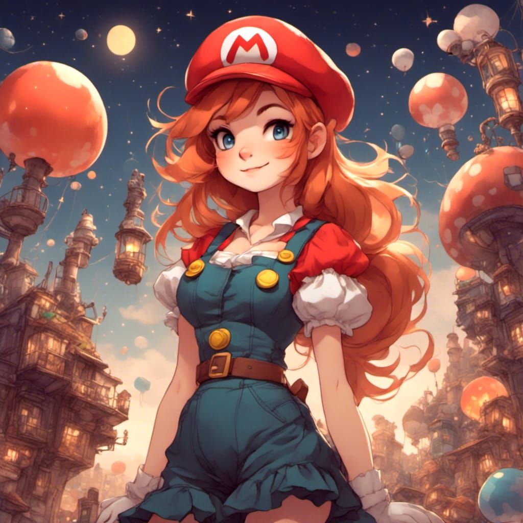 Fox-girl VIXEN dressed up as a Suoer Mario Bros for Hallowee...