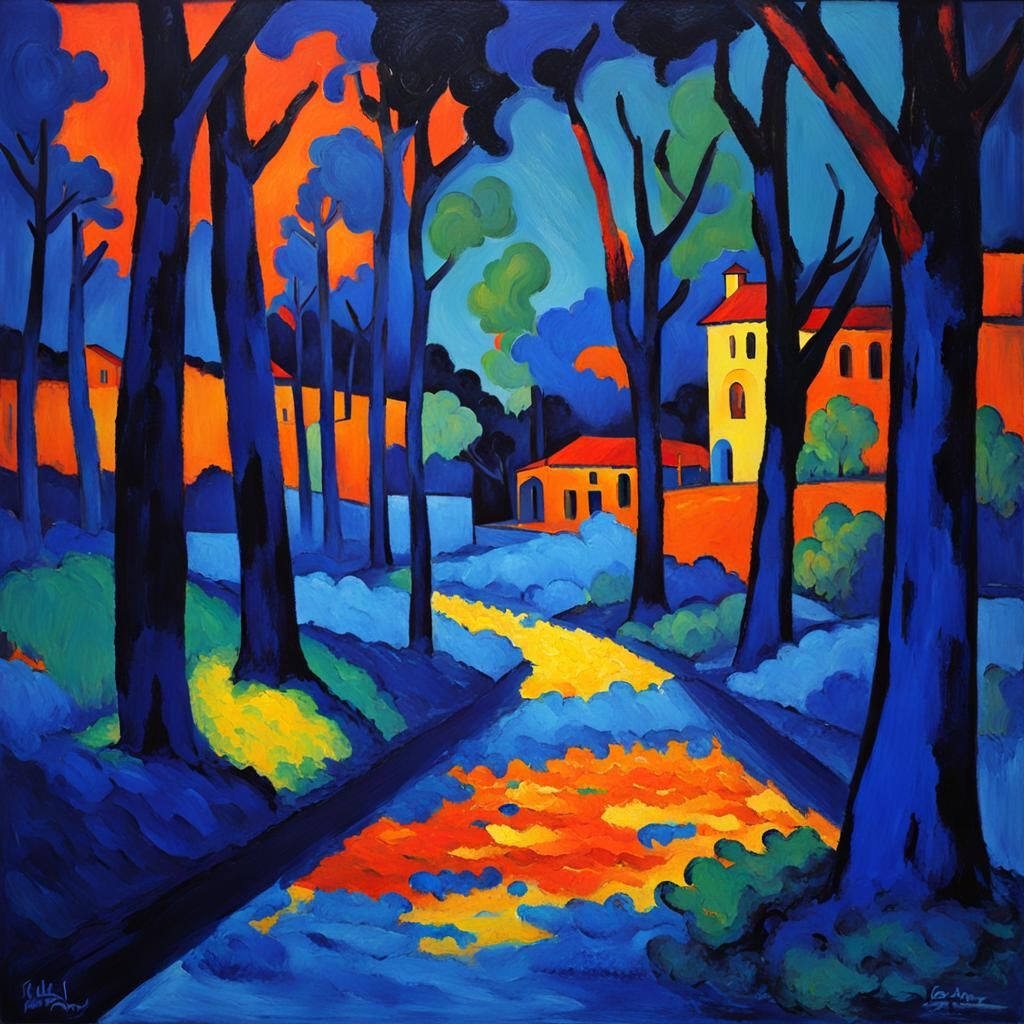 Blue Darkness in Fauvism Style