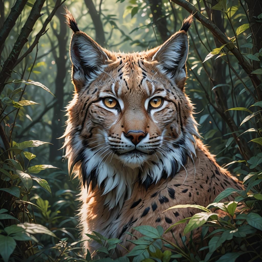 Worried Lynx Portrait in Hyperdetailed Style