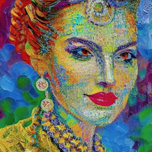 Colorful Woman in Neo-Impressionist Expressionist Style