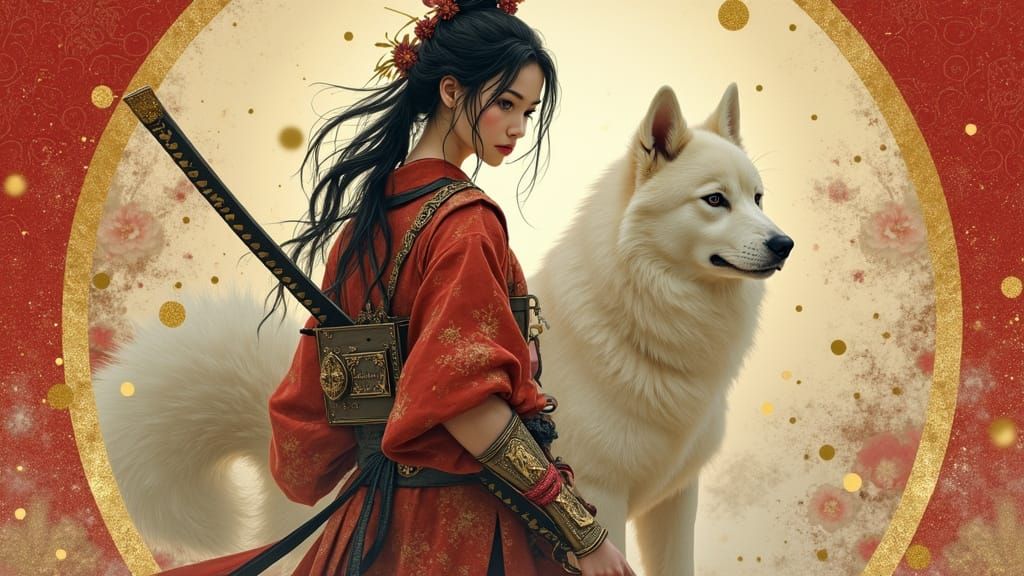 Female Samurai Warriors Stand Proud in Dreamy, Art Nouveau-I...