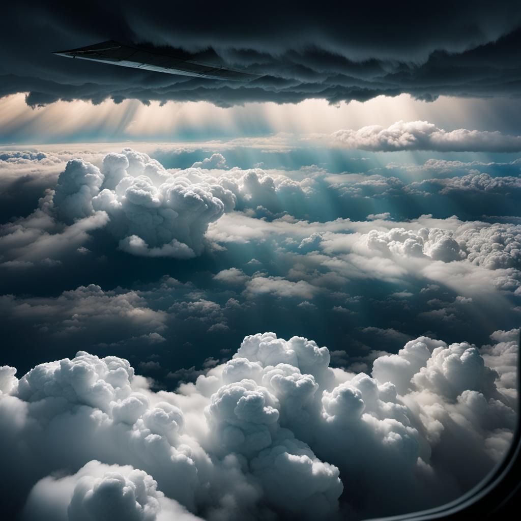 Aerial View: Serene Clouds Meet Ominous Storm