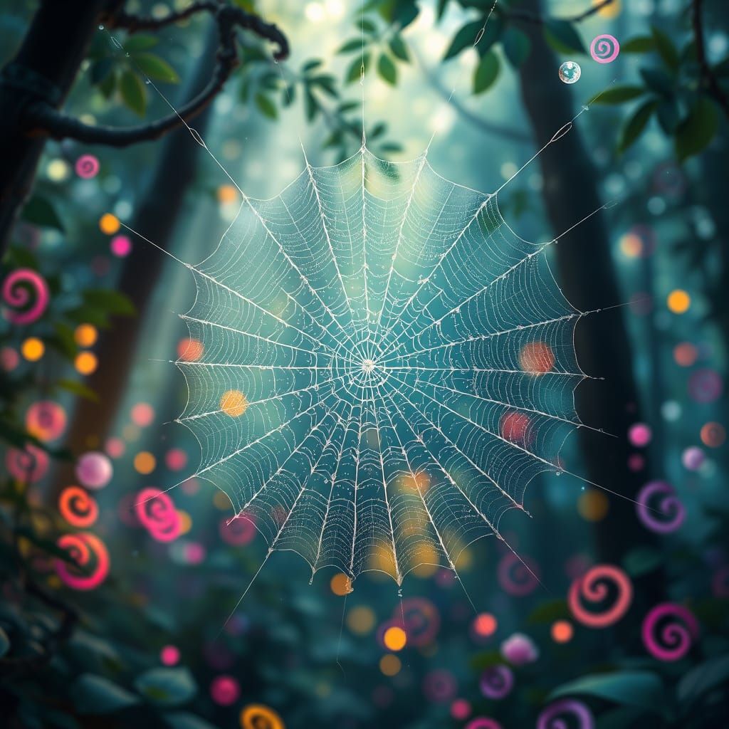 Dreamlike Forest Web in Ethereal Light