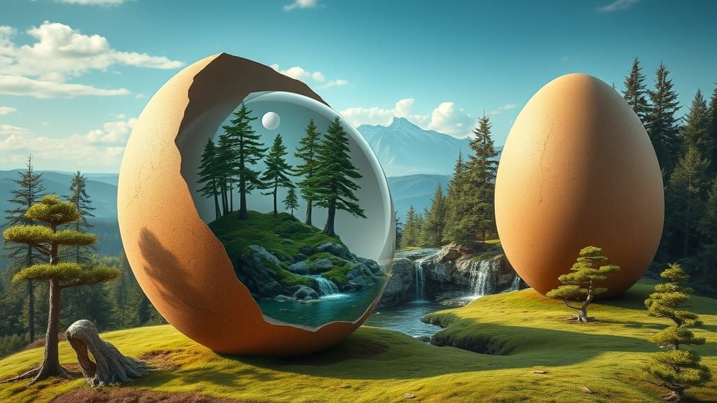 Magical Landscape Inside Giant Egg