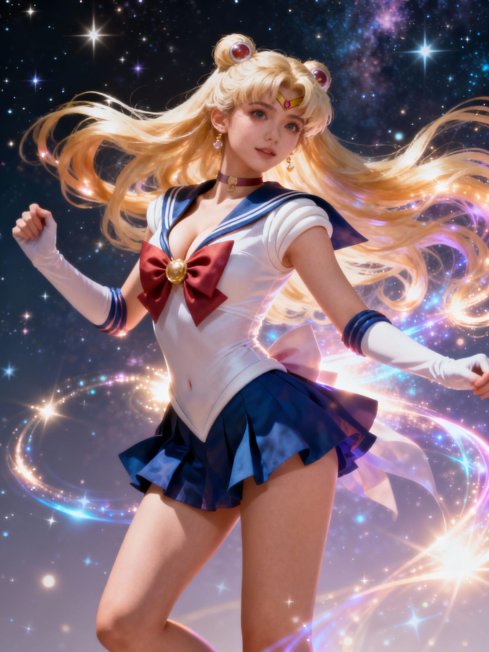 Seductive Sailor Moon Transformation Photorealistic