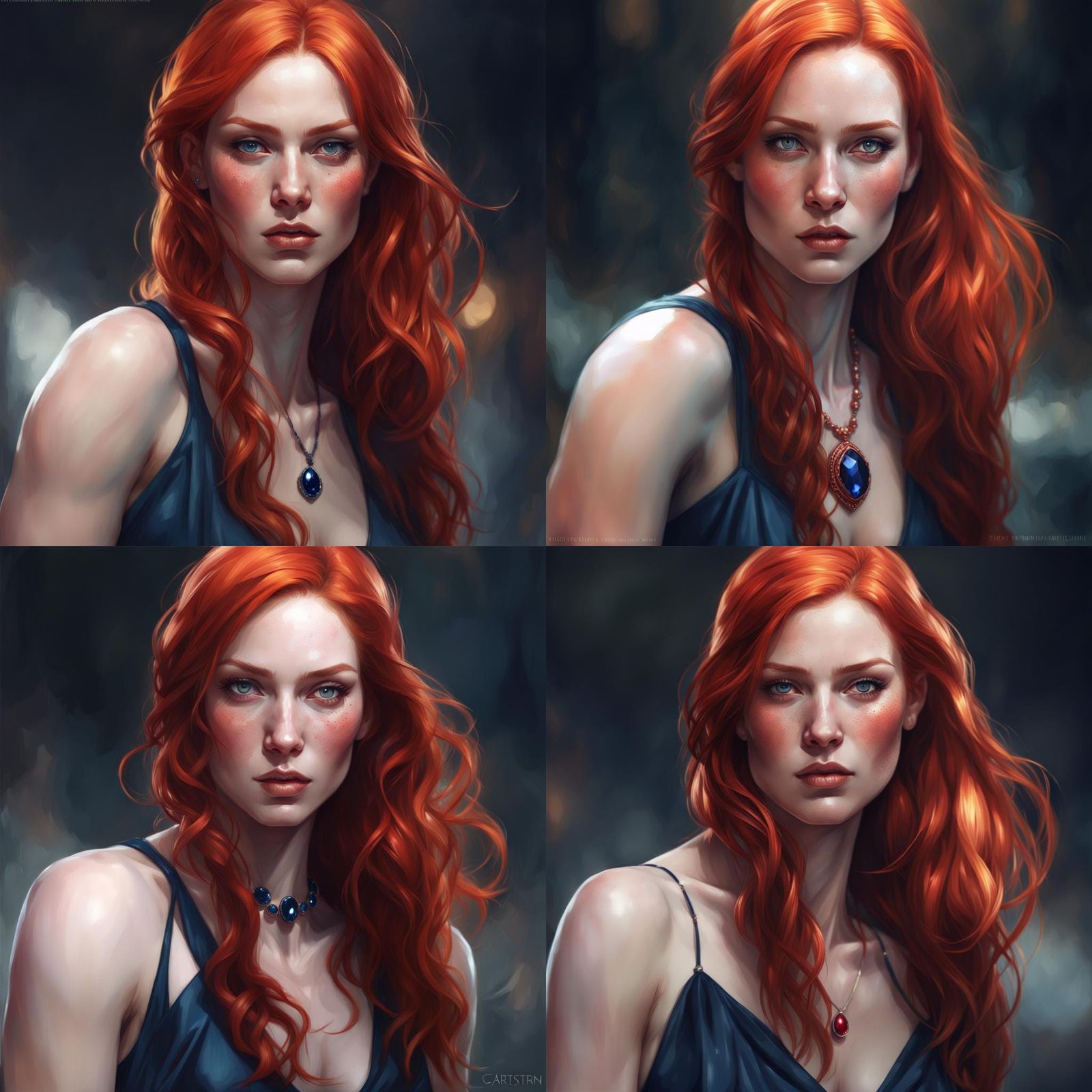 Red-Haired Woman Portrait in Hyperdetailed Digital Art
