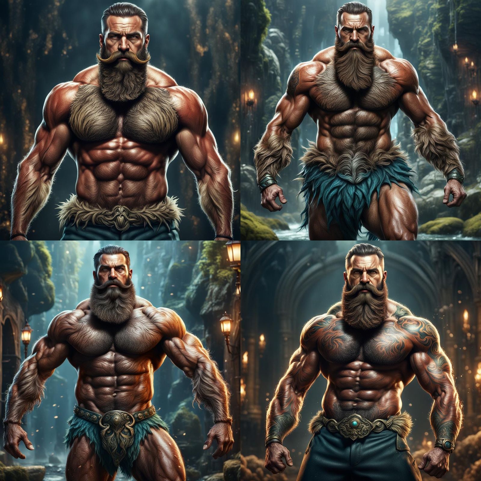 Detailed Muscle Man Fantasy Concept Art