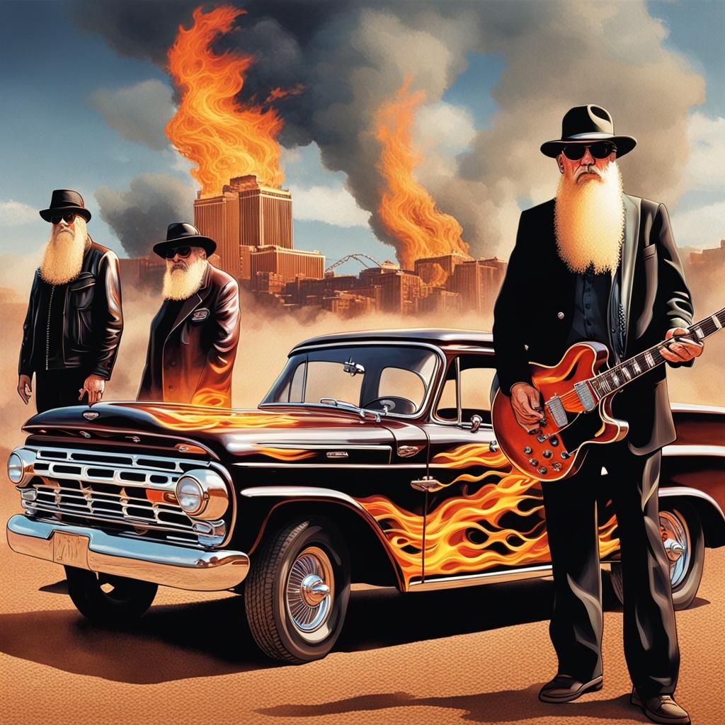 ZZ Top Hot Rod Photo in Hyperrealistic Style