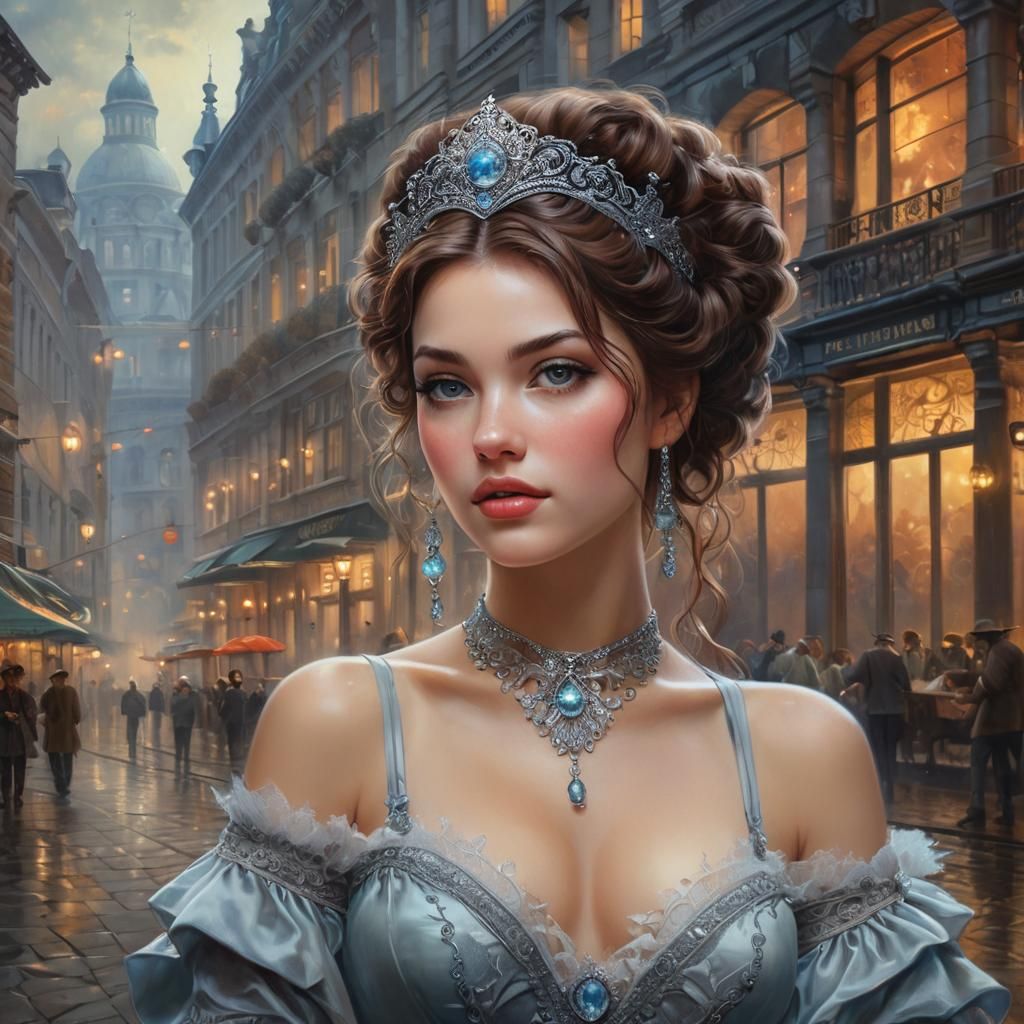 Mysterious Woman in Berlin: Hyperdetailed Oil Painting