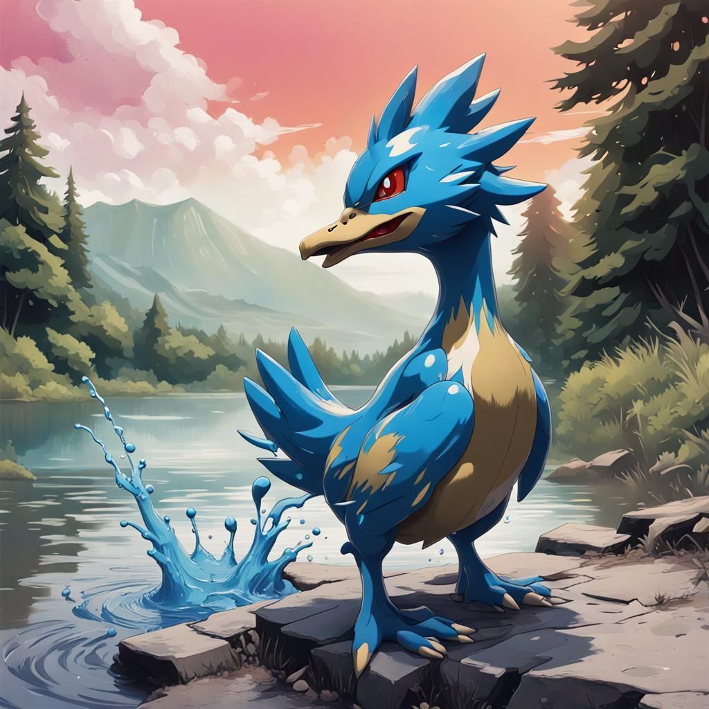 Hyperreal Anime Golduck Graffiti Art by Lakeside