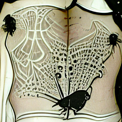 Fetish Insect on Lace Corset in Beardsley Style
