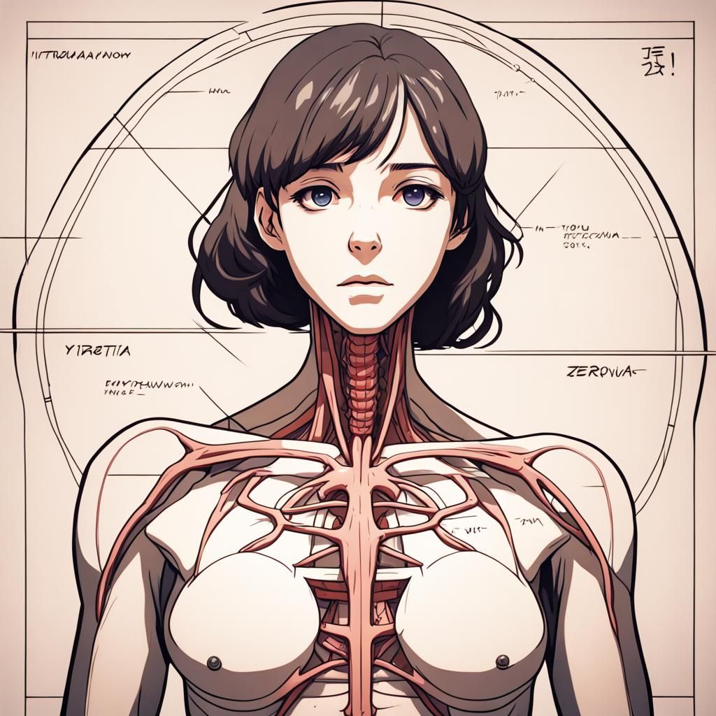 Vitruvian Man in Anime Style