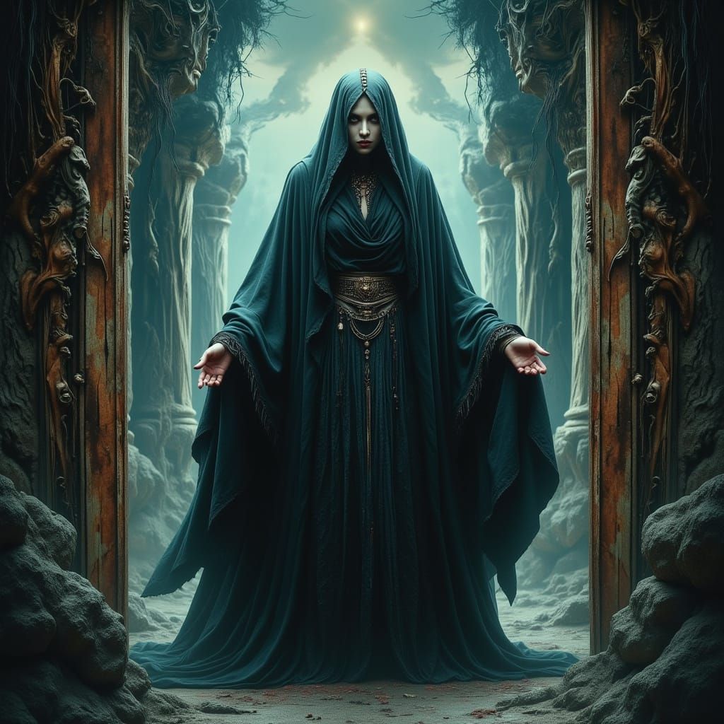 Evil Woman in Eerie Temple