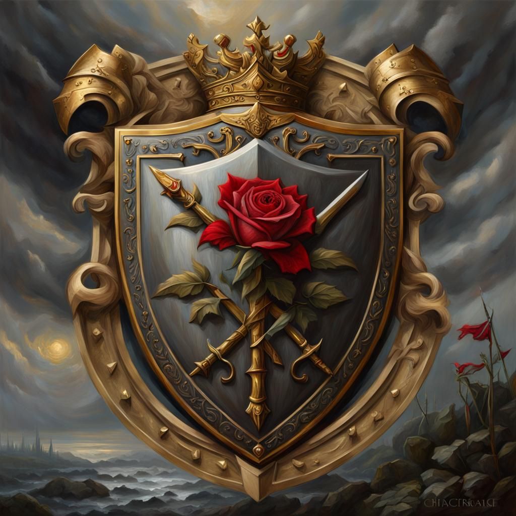 War of the Roses Crest in Oil Painting Style