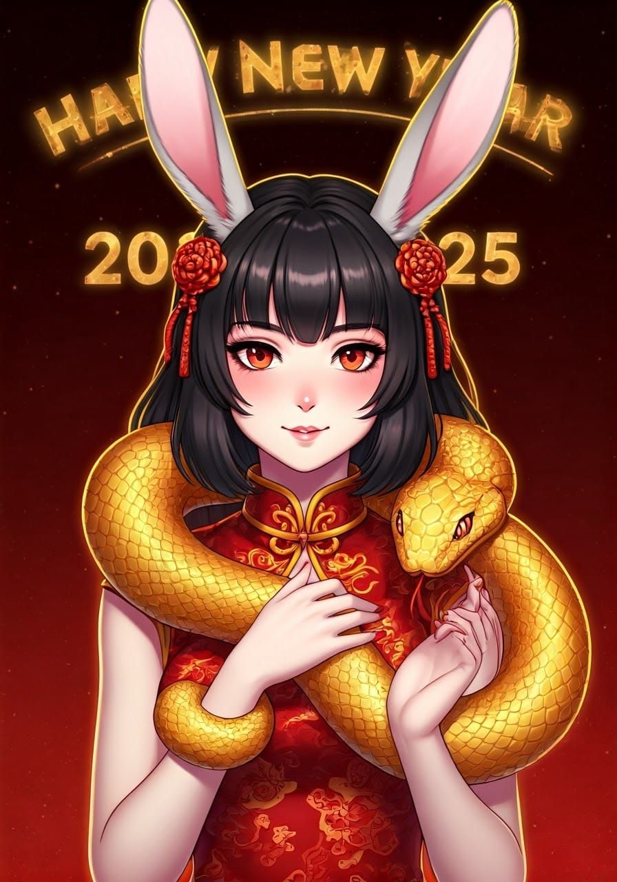 Gorgeous Bunnygirl Celebrates Year of the Snake in Luxurious...