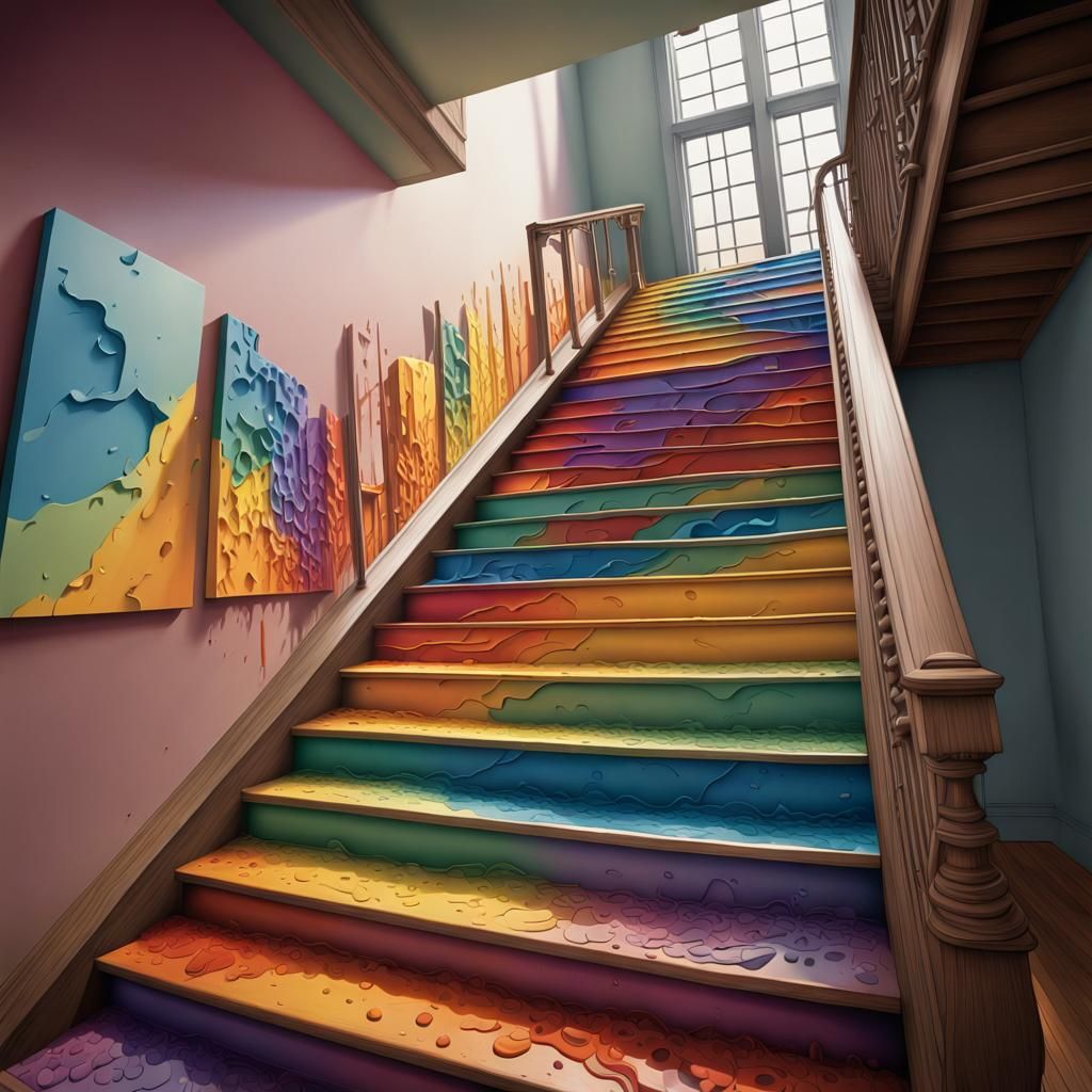 Escher Stairway to Nowhere in Hyperrealistic Style