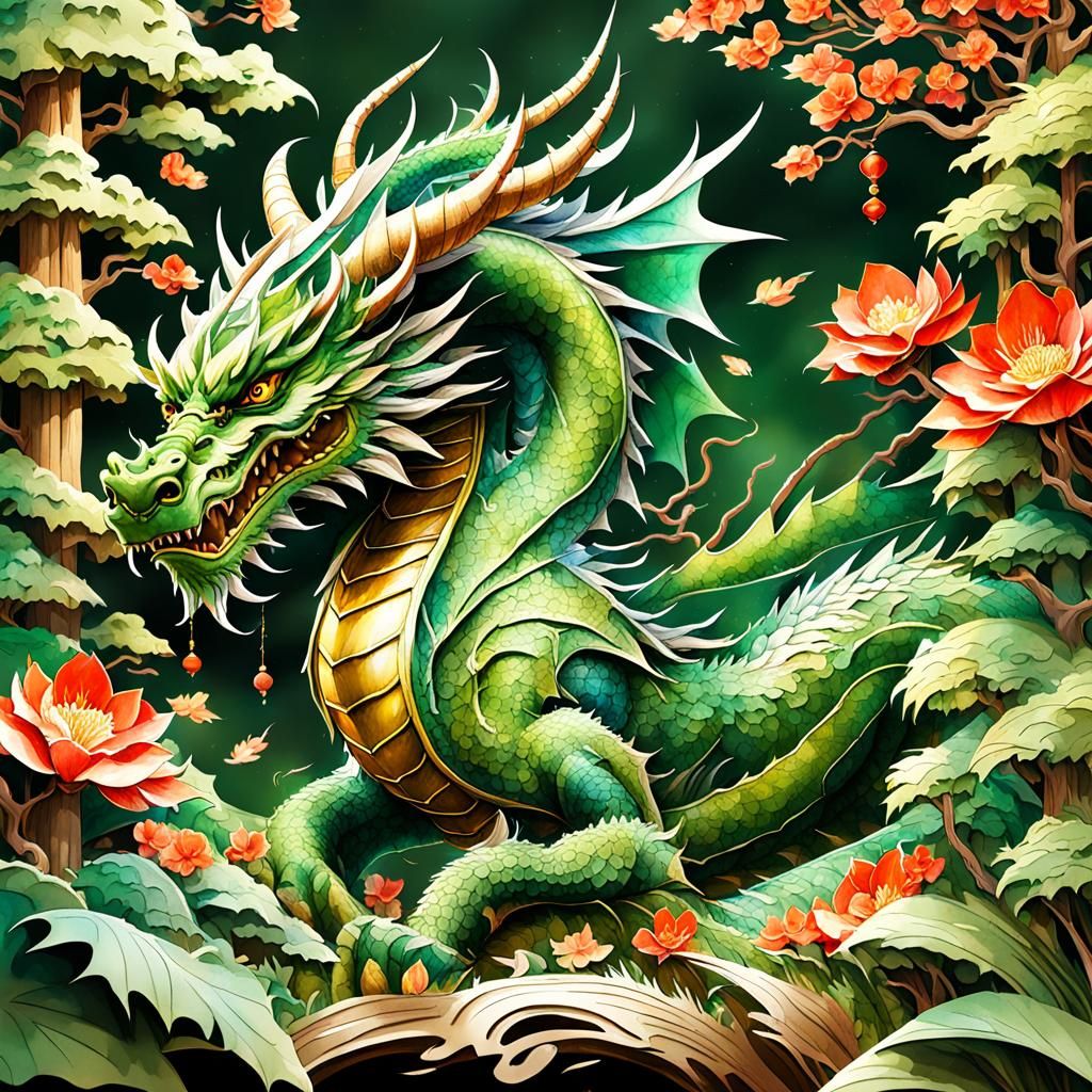 Green wood dragon - chinese new year 2024
