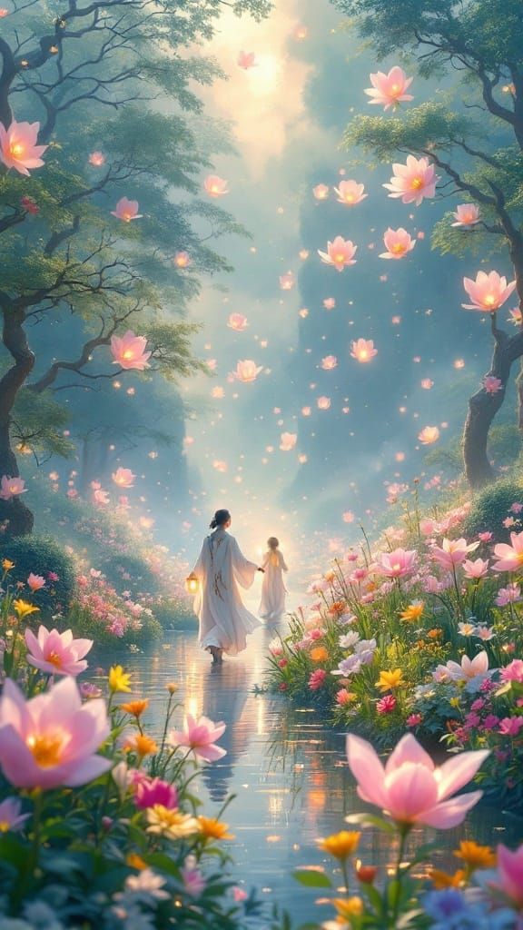 Whimsical Cloud Valley Blossoms with Thousands of Glowing Fl...