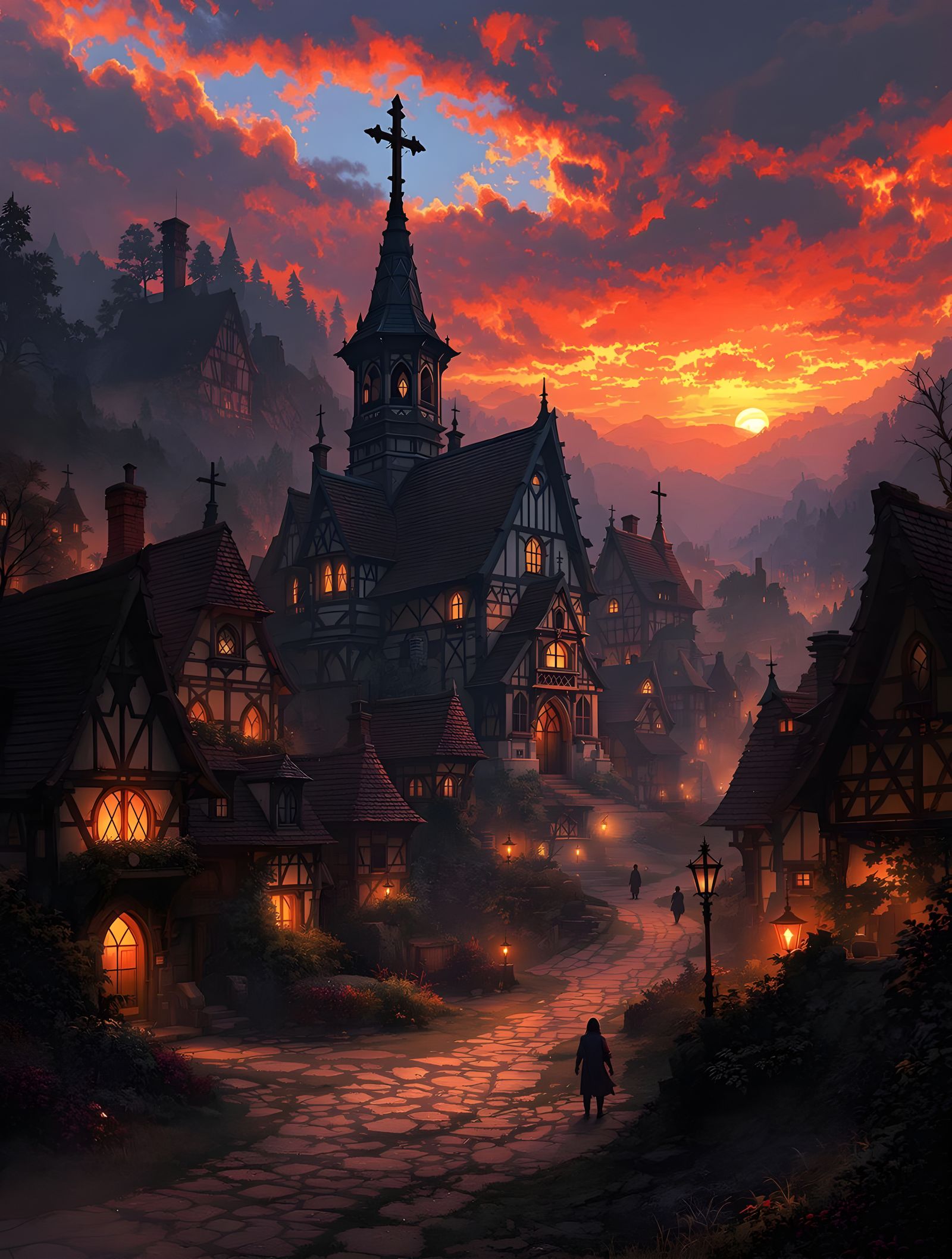 Sunset on Fire (Medieval Church)