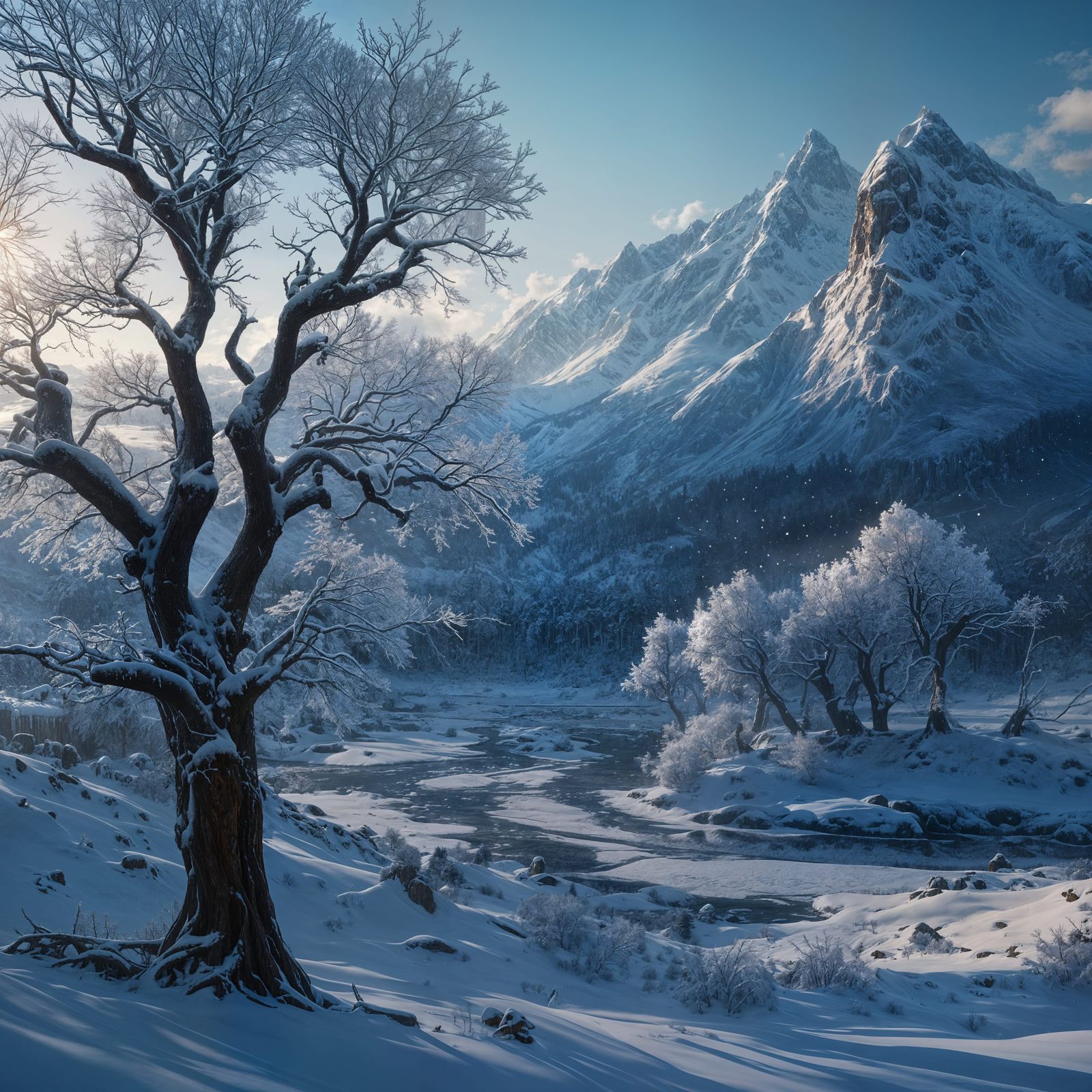 Stunning Winter Wonderland in Epic Digital Painting Style
