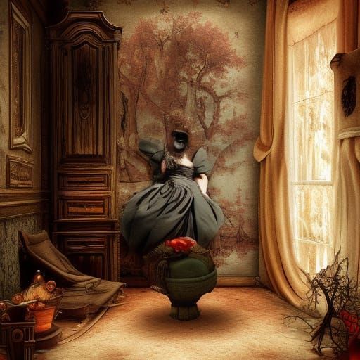 Antique Doll in Haunted House: Matte Painting