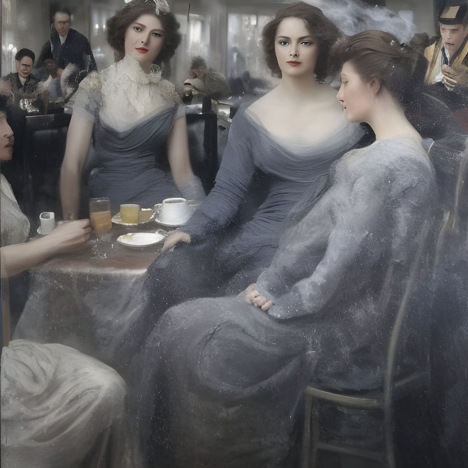 Elegant Women Share Tea: Photorealistic Edwardian Portrait