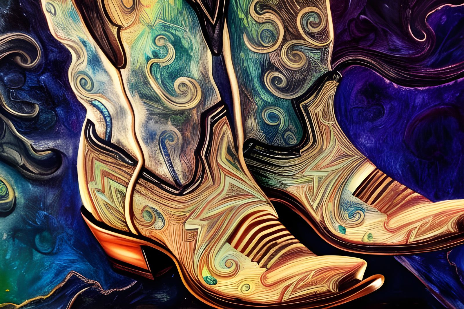 Detailed Cowboy Boots in Rich Fantasy Art