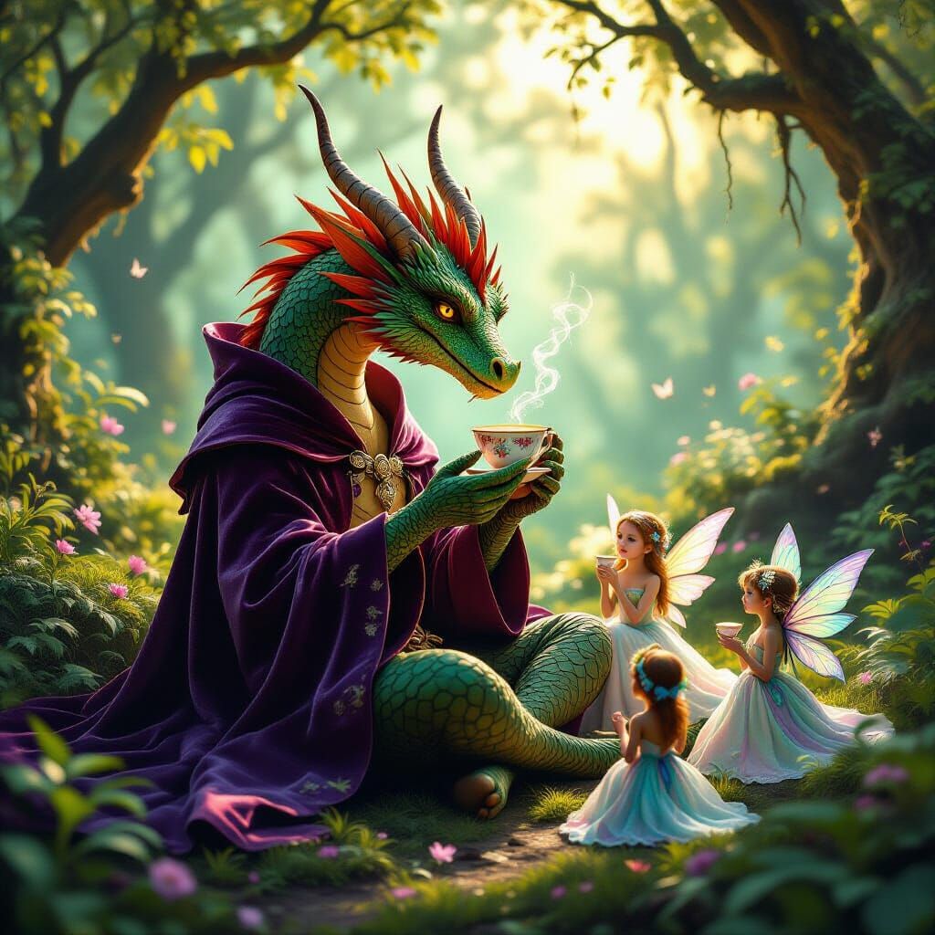 Dragon's Tea Party in Enchanted Forest