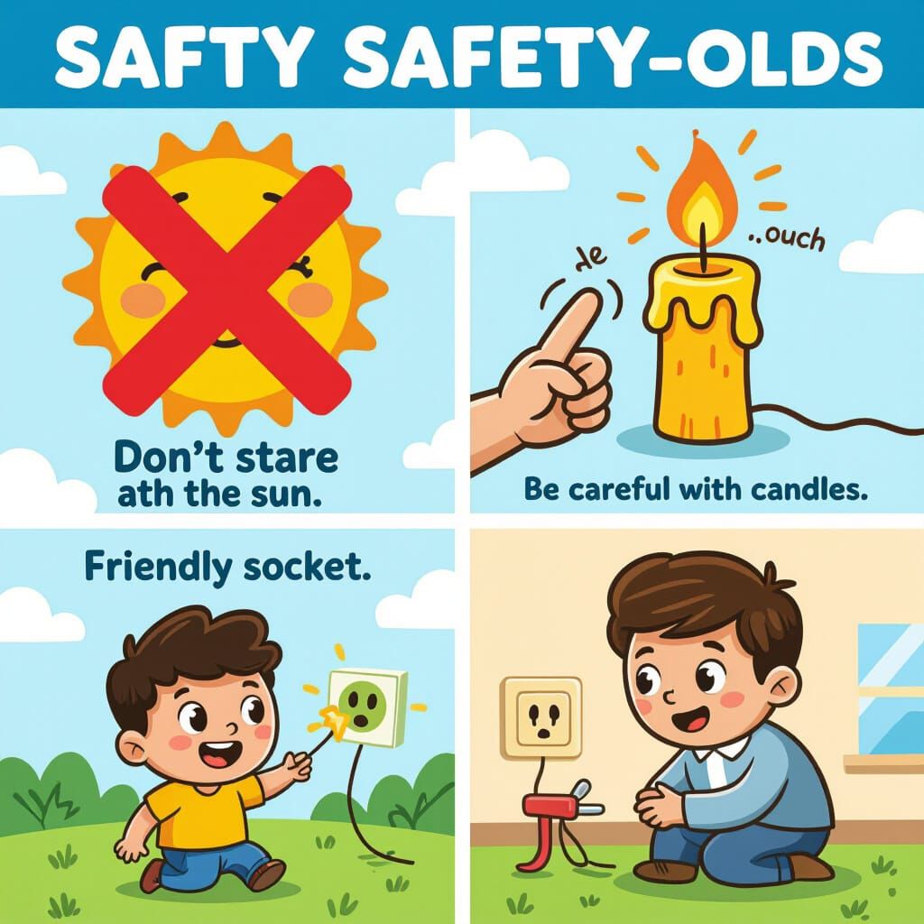 Cartoon Light Safety Poster for Toddlers