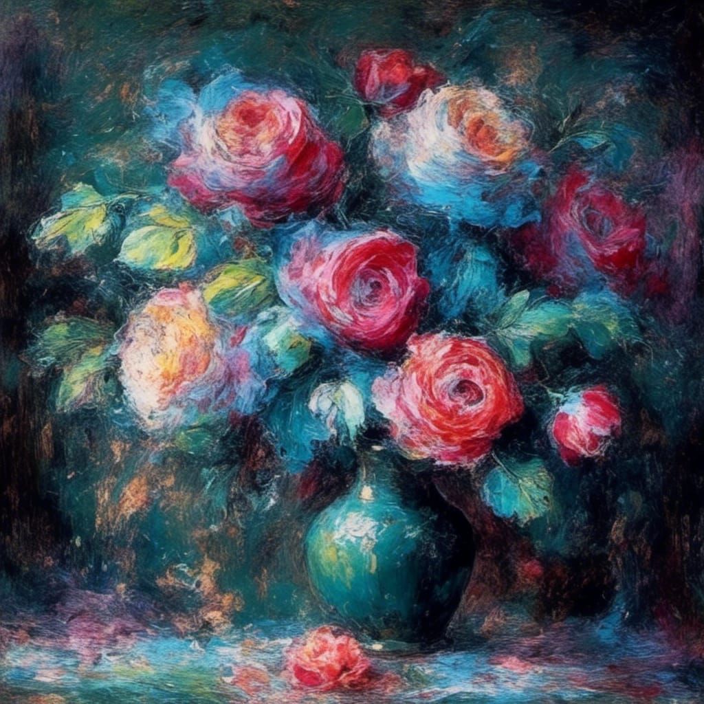 Matisse Inspired Vase with Roses