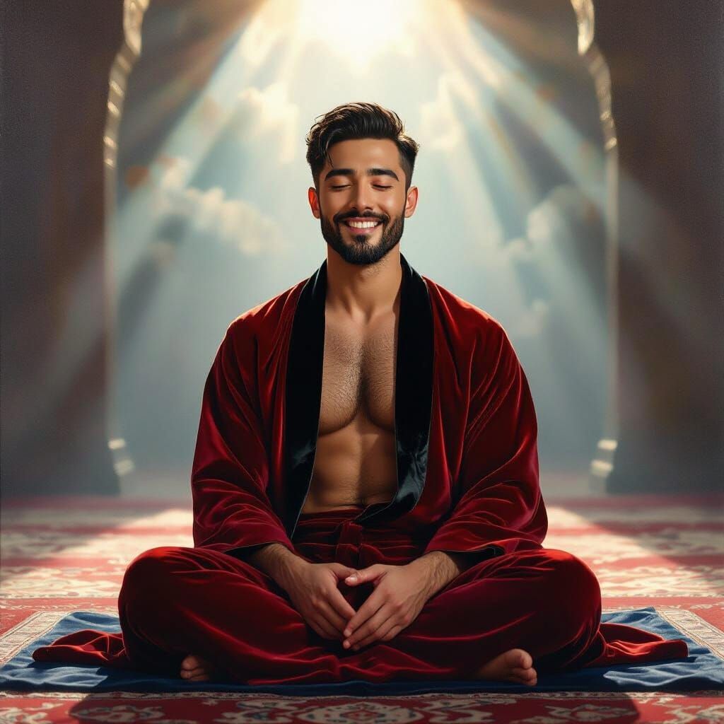 Serene Man in Mosque Oil Painting