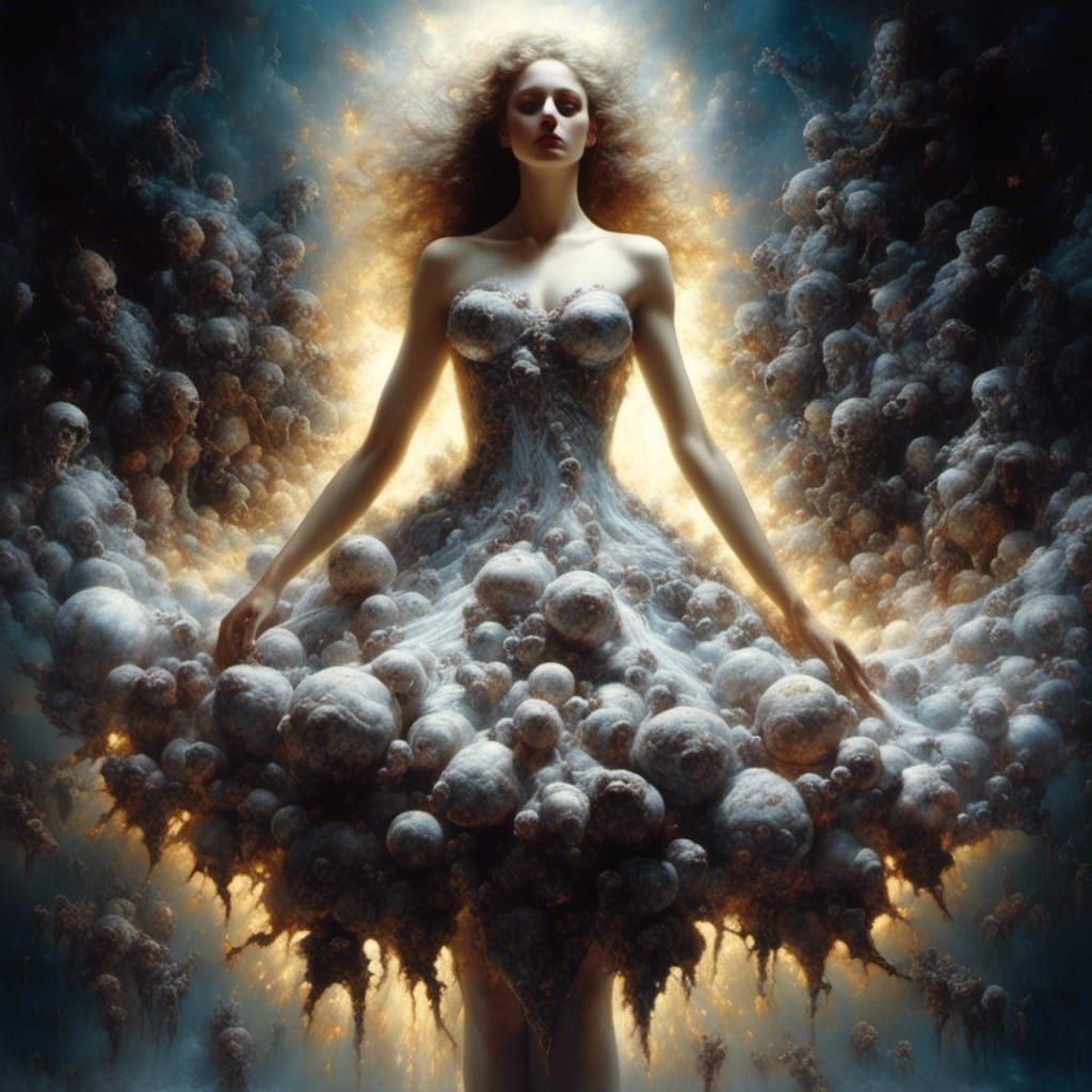 Gorgeous Beast Woman in Holographic Cityscape