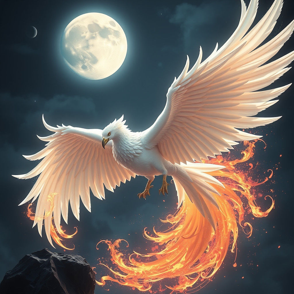 Moon White Phoenix Fantasy Concept Art