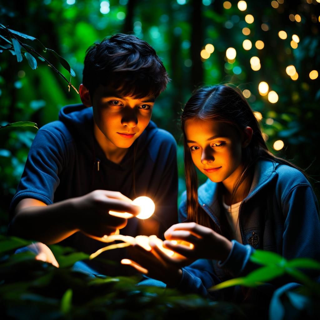 Teenagers Discover Luminous Treasure in Dark Jungle