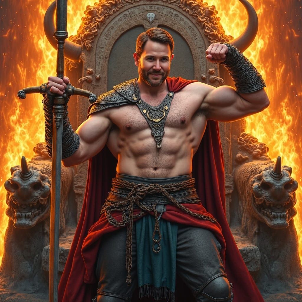 Victorious Warrior in Hyperrealistic Armor