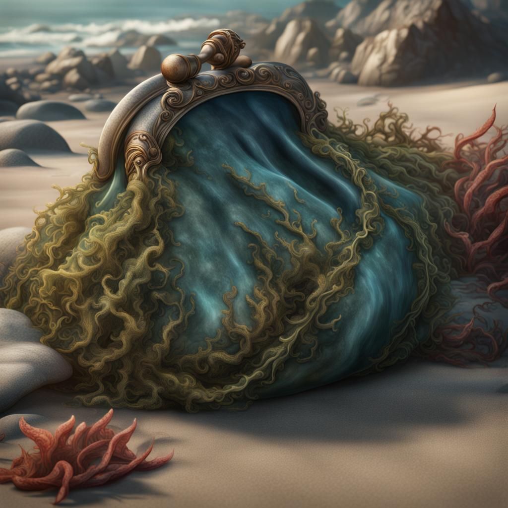 Mermaid's Purse Seaweed on the Beach