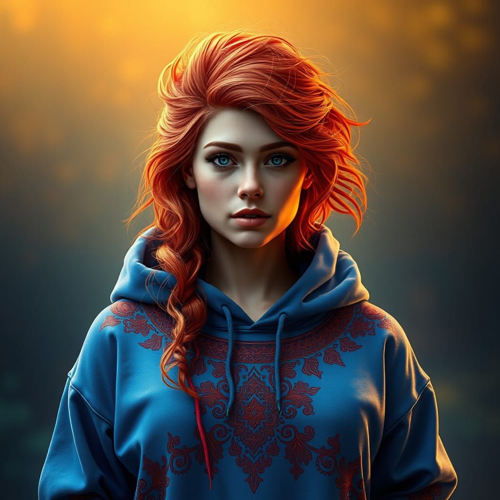 Mystical Warrior in Vibrant Blue