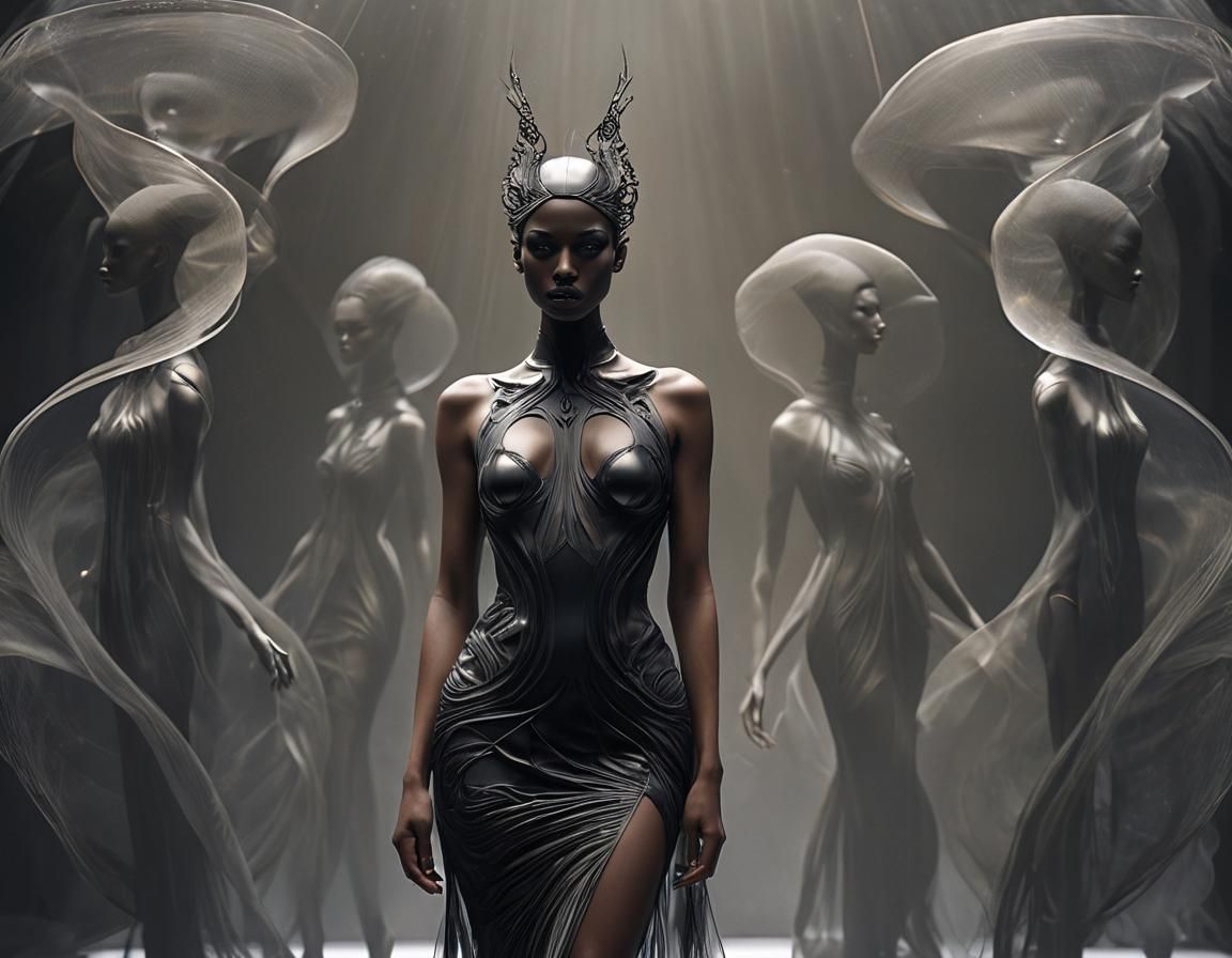 Dark Haute Couture Fashion Design with Dancer