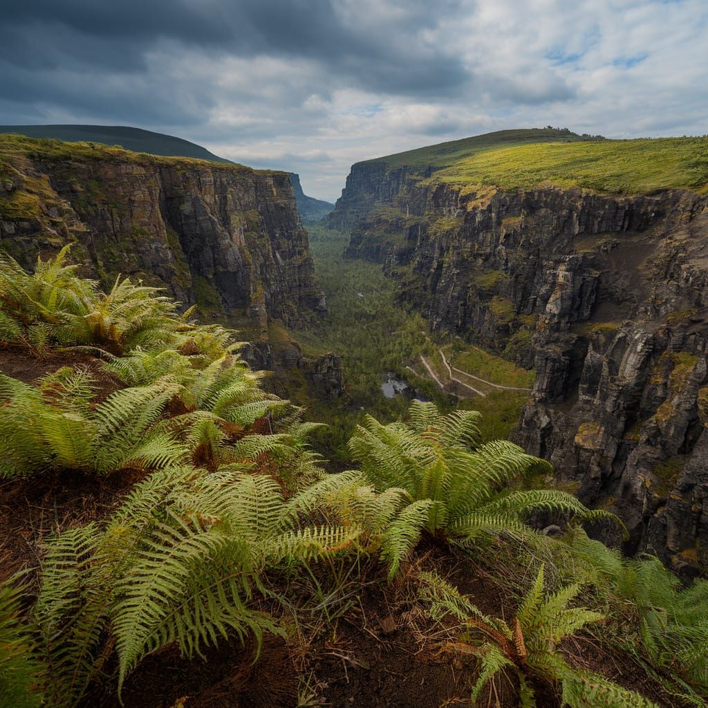 Lush Jurassic Forest with Volcanic Cliffs in HD