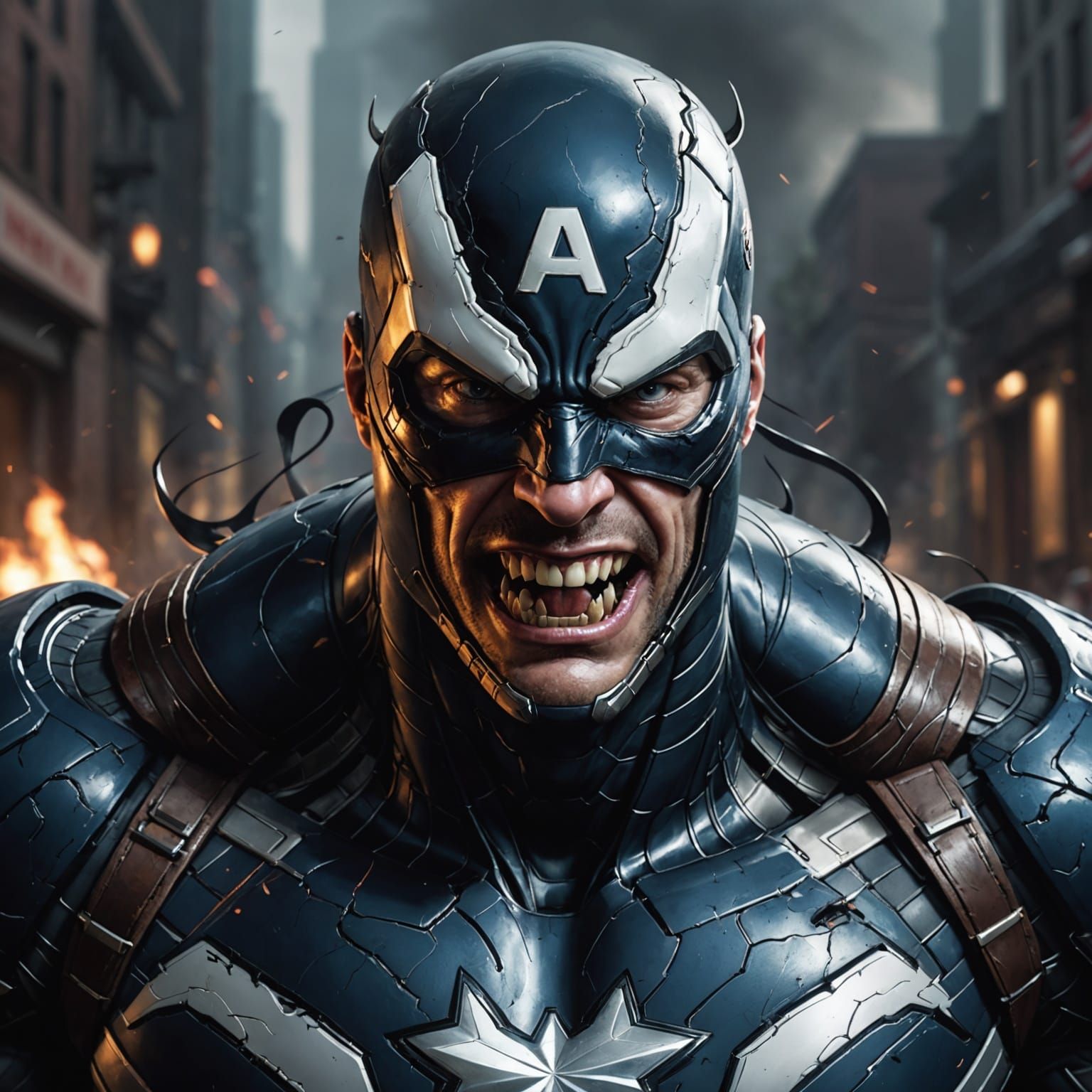 Venom Symbiote Possesses Captain America: Digital Art