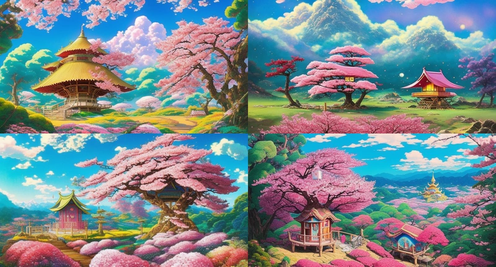 Fantasy Landscape with Roses and Blossoms