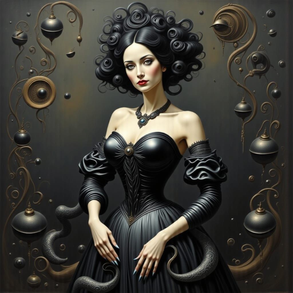 Elegant Silver and Black Dress Design