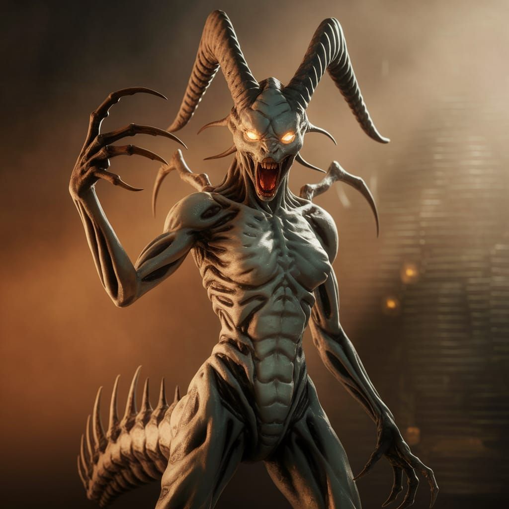 Anthro Tyranid Warrior in Bioluminescent Armor