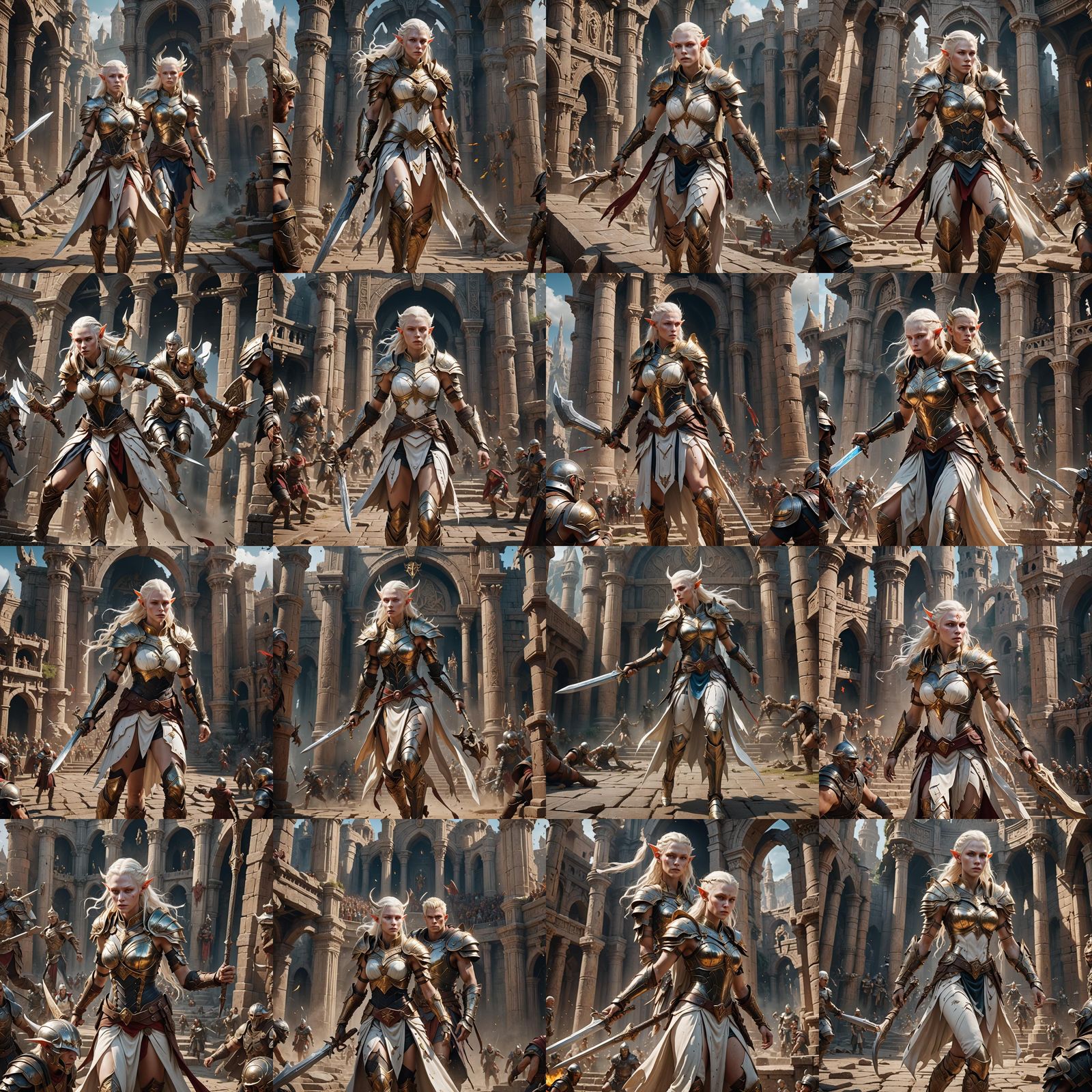 Albino Elf Gladiator in Fantasy Arena
