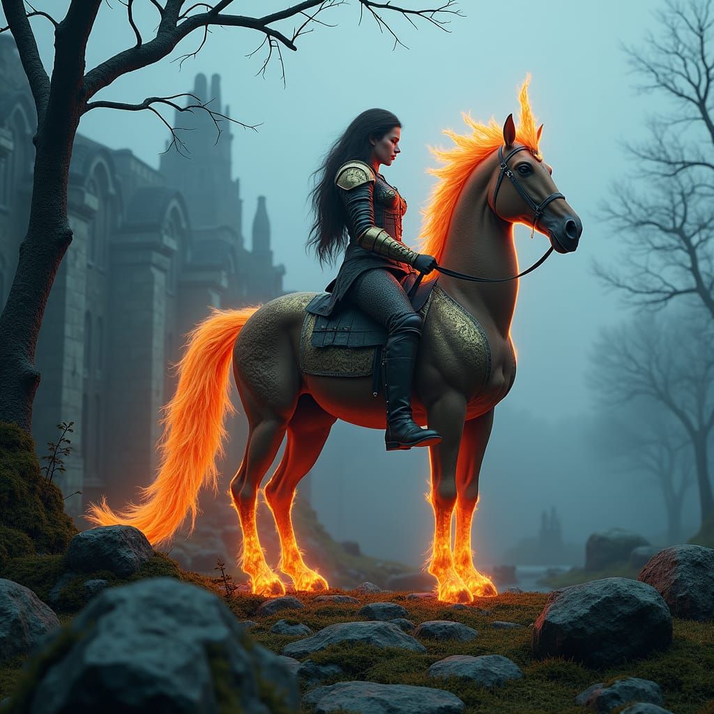 Dragonborn Centaur Guardian in Misty Scottish Moors