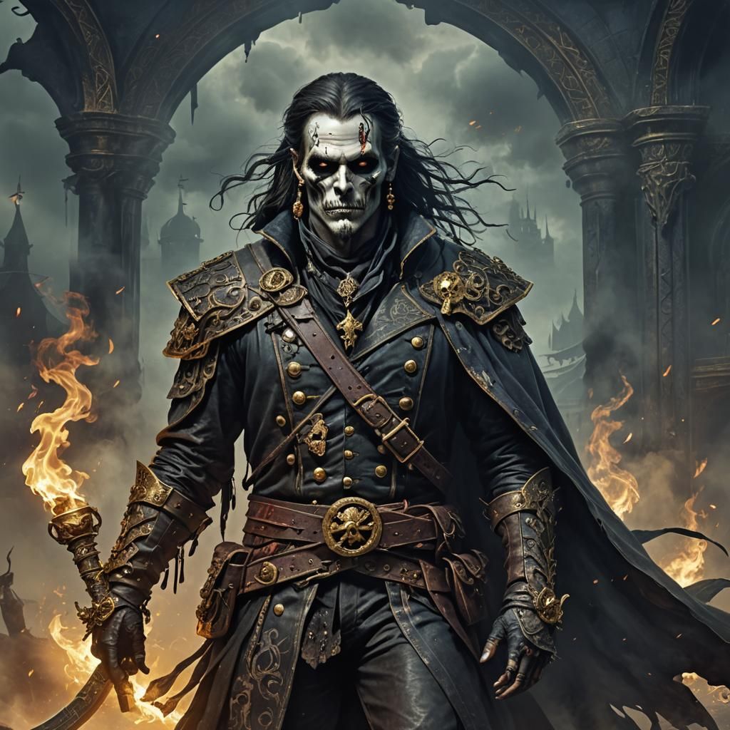 Undead Pirate in Ornate Leather, Fantasy Concept Art