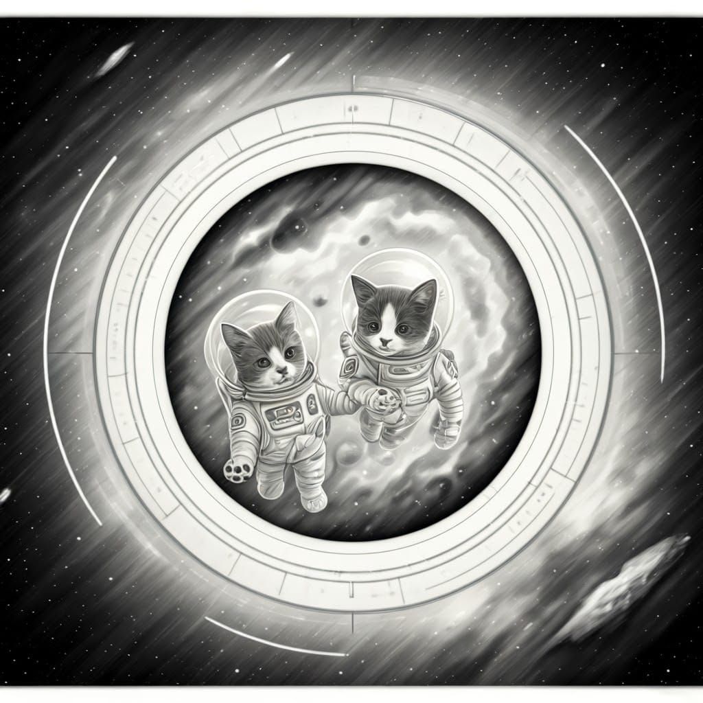 Vintage Science Fiction Pencil Illustration